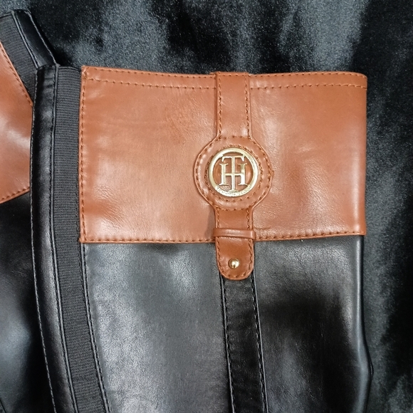 Tommy HILL FIGURE right under knee fitting size 7 black and brown dress boots - Picture 3 of 11